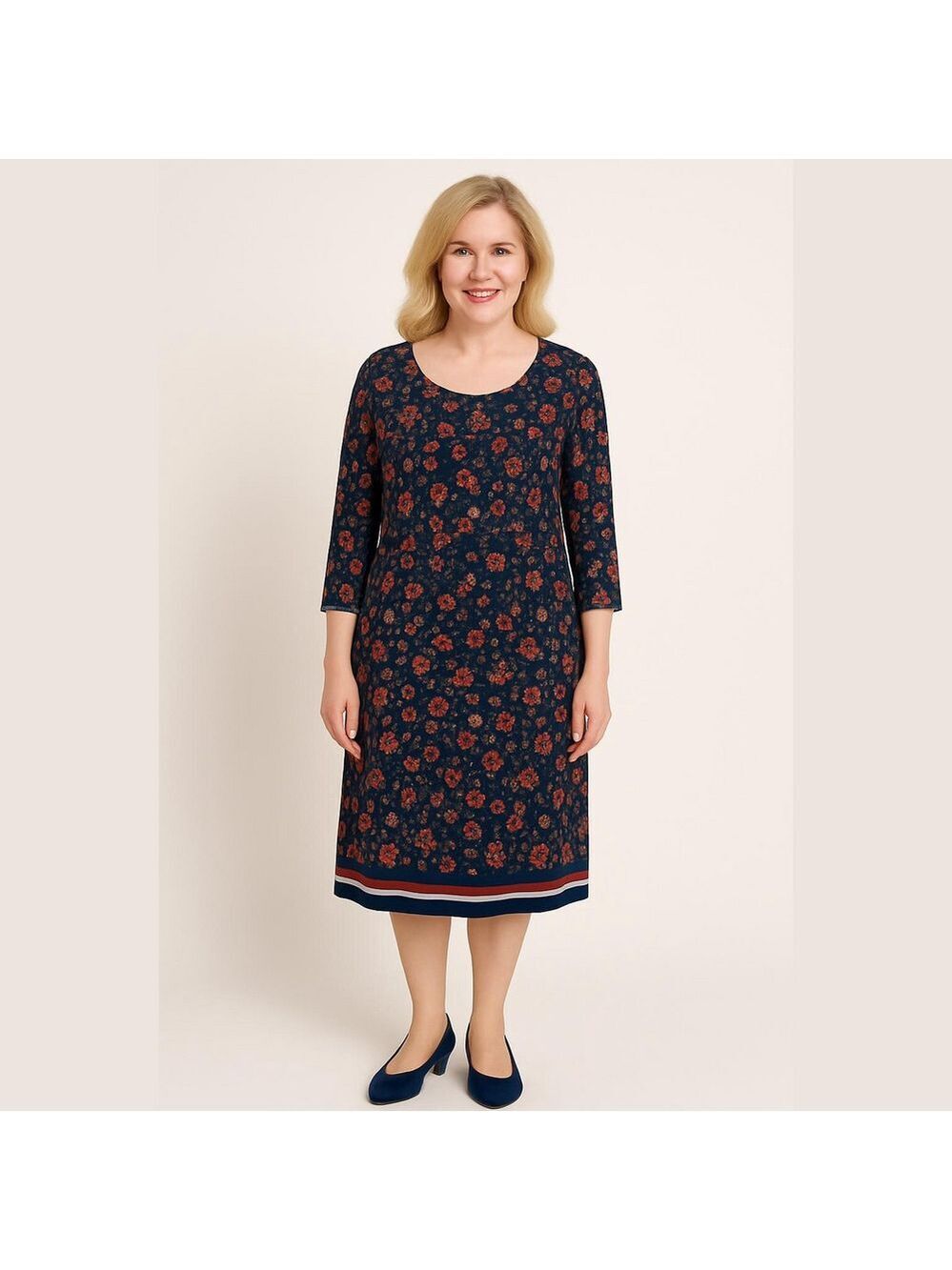 Harlow & Rose Floral Navy Shift Dress Sz 2X